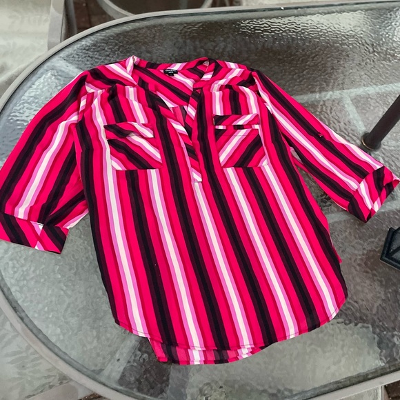 Torrid Harper Georgette 3/4 Sleeve Striped Blouse Size 3X - Picture 3 of 10